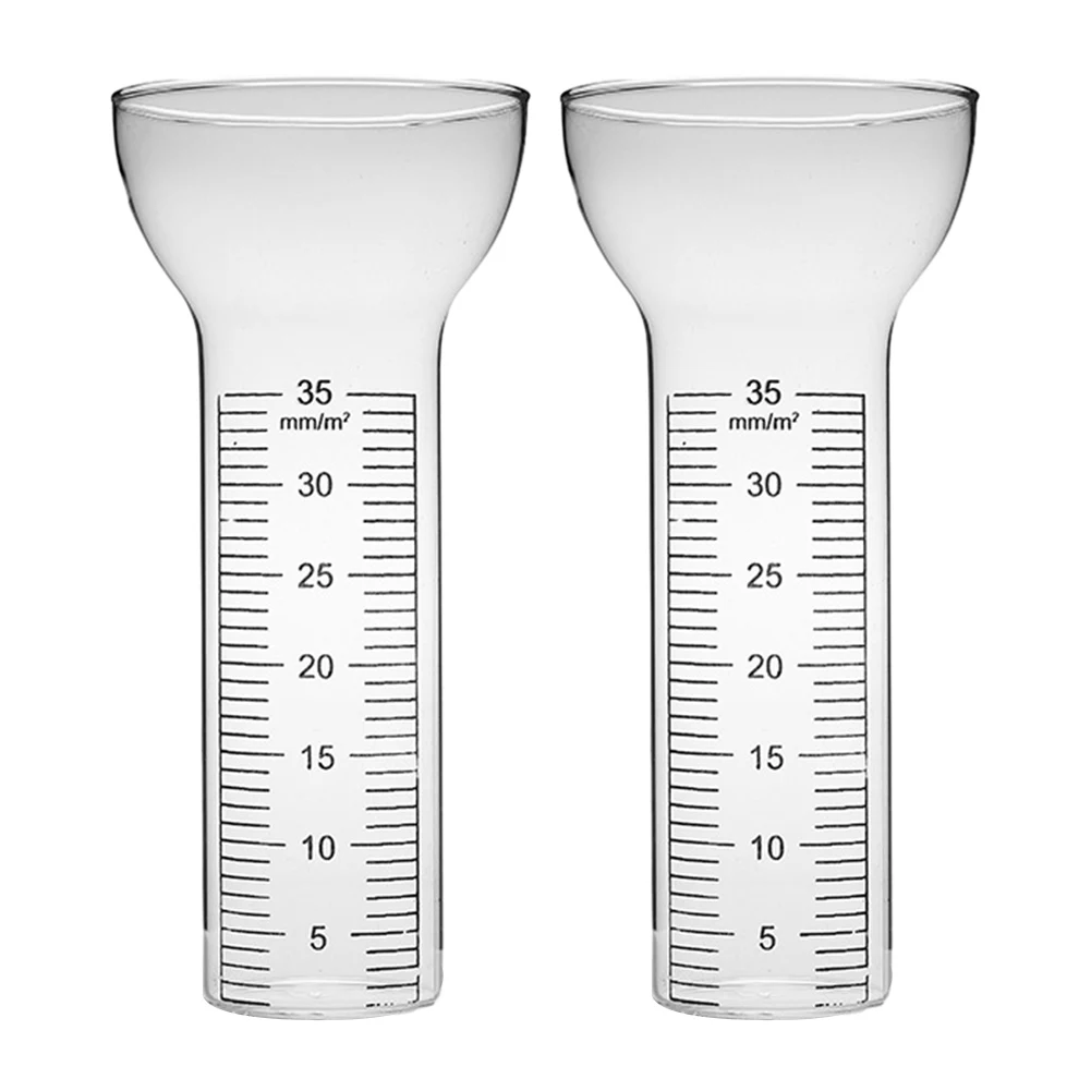 

For Outdoor Conditions Glass Rain Gauge Measuring Cylinder 2pcs 35mm Garden Decor Transparent Weatherproof Glass