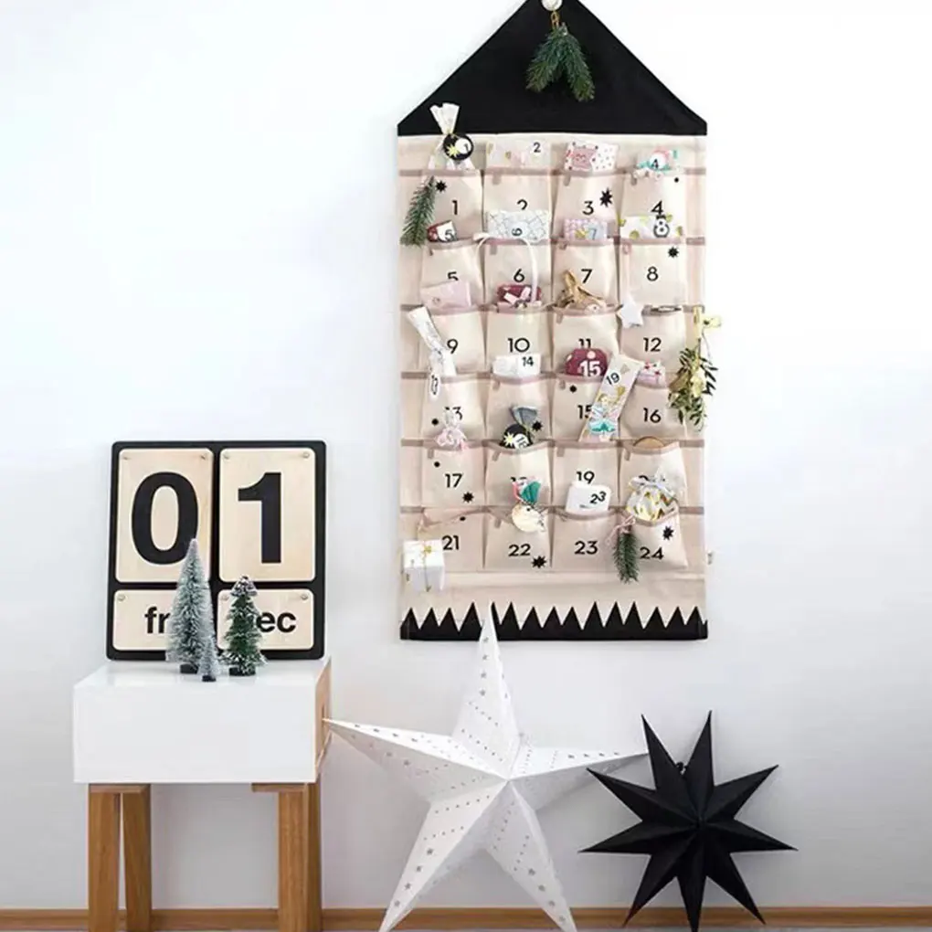 Cloth Convenient And Practical Multifunctional Advent Calendar Made With Canvas Easy To Gifts pink