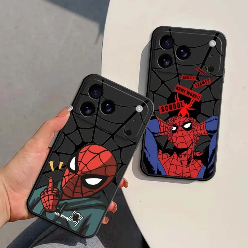 

Marvel SpiderMan Iron Man Cool Phone Case For Apple iPhone 17 Air 16 16E 15 14 13 12 11 Pro Max Plus Black Soft TPU Cover