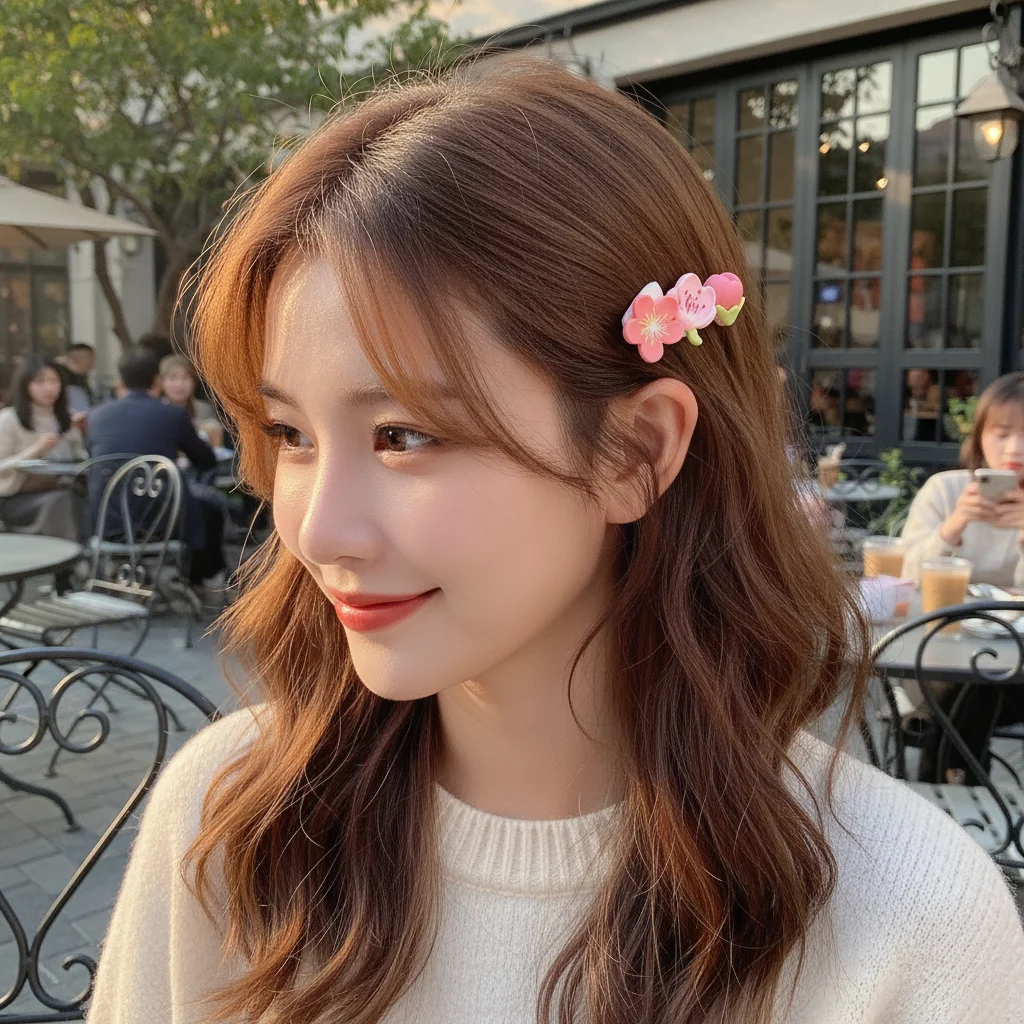 

Sakura Hair Clip For Women Acrylic Alloy Anti Slip Small Lightweight Everyday Use