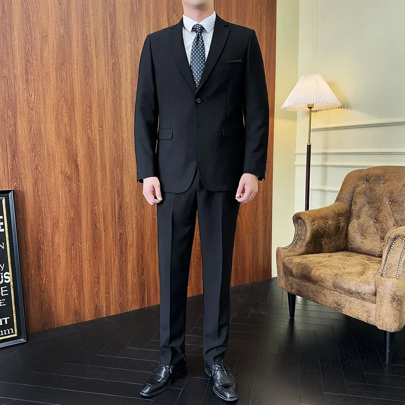 

Suit (Blazer+ Trousers) Men's Casual Formal Business Gentleman Solid Color Hosting Four Seasons Slimming Wedding Fashion Suit