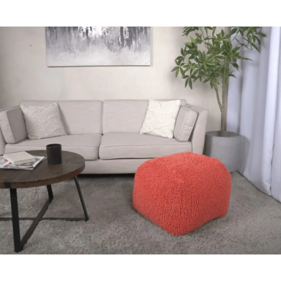 

Spongy Microfiber Square Pouf Coral