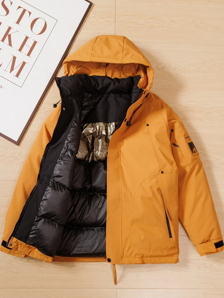 

Outdoor Sports aphene Inner Cotton Thiened Anti-Cold Warm Hooded Jaet New Loose Casual Cotton Clothes for Men