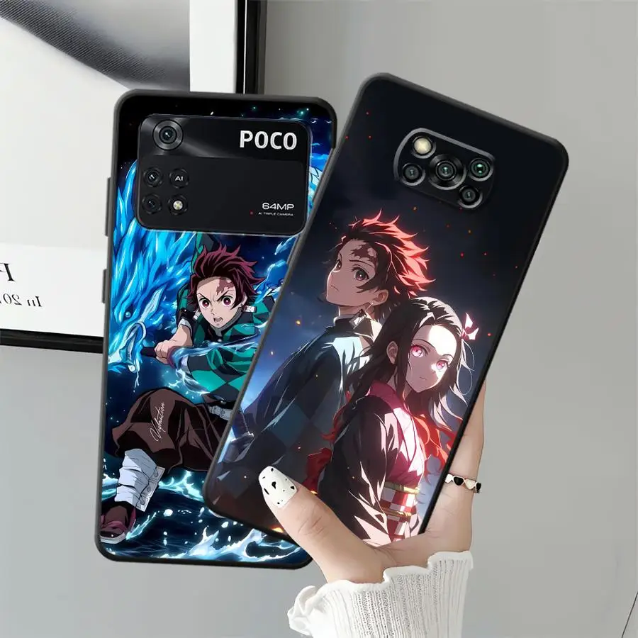 Black Soft Phone Cover Case for Xiaomi Poco C71 M3 M4 M7 Pro C50 F1 C61 M5 C75 F3 X3 X4 X5 X7 Pro C40 Anime D-Demon S-Slayer view 4