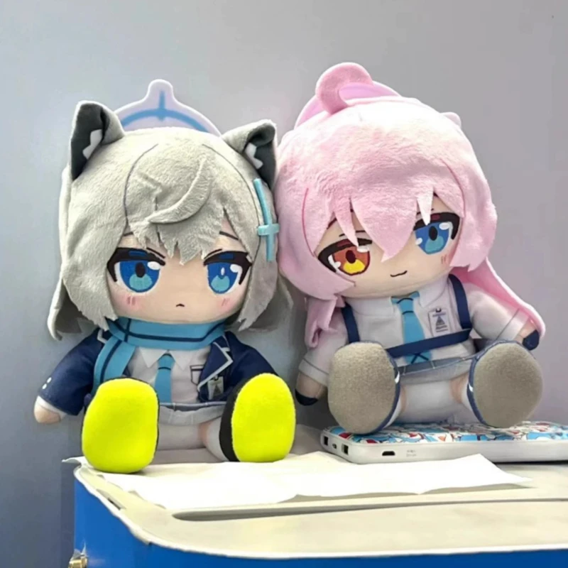 Anime Archive Blue Plush Toy Rikuhachima Aru Stuffed Doll Cartoon Hayase Yuuka Dress Up Plushie Sitting Posture Pillow Xmas Gift