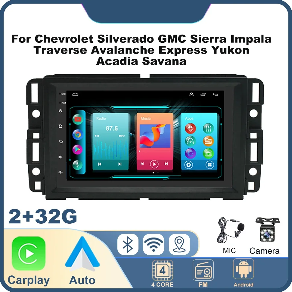 7'' Car Radio Stereo for Chevrolet Silverado GMC Sierra Impala Traverse Avalanche Express Yukon Acadia Savana GPS Android Auto