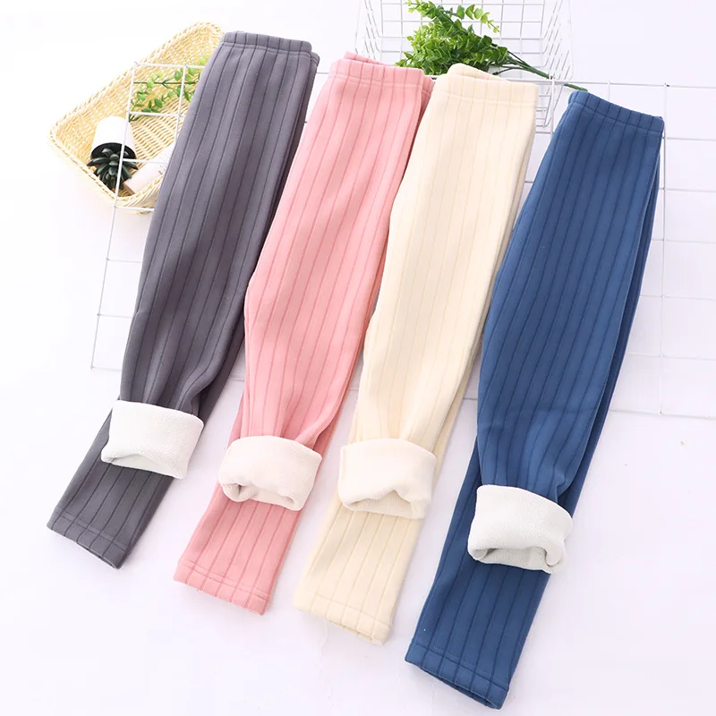 

3-16 Years Autumn Winter Warm Kids Legging Casual Polyester Thick Warm Boys Girls Children Solid Pants Trousers Leggings