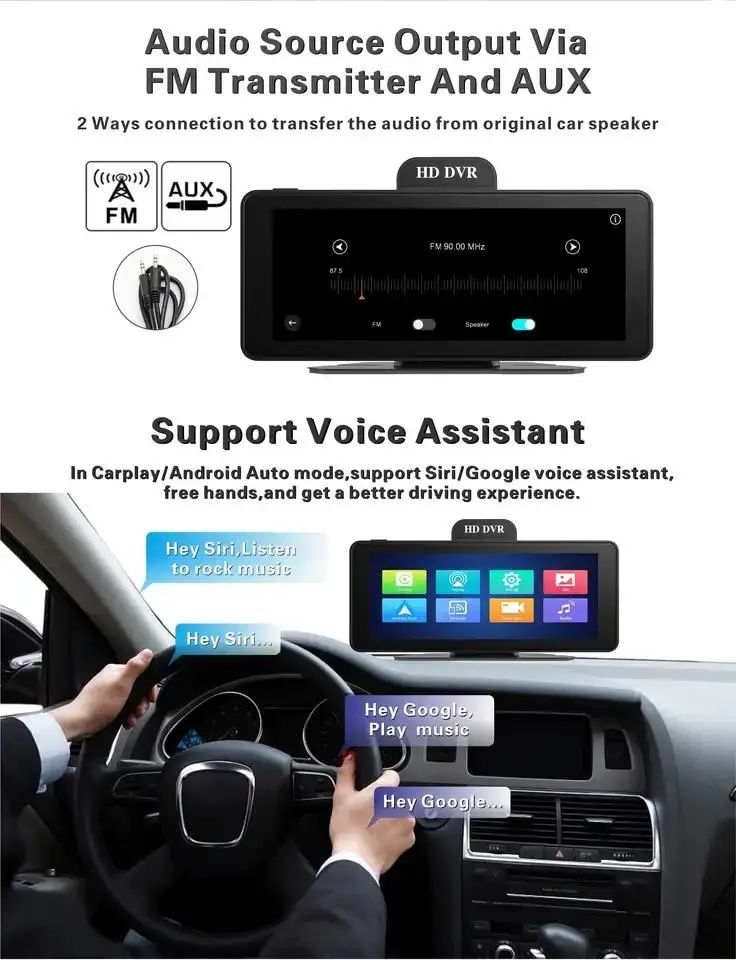 6.86 Inch Portable  Carplay Android and Camera Car Gadget Carplay Screen Carplay Dash Cam