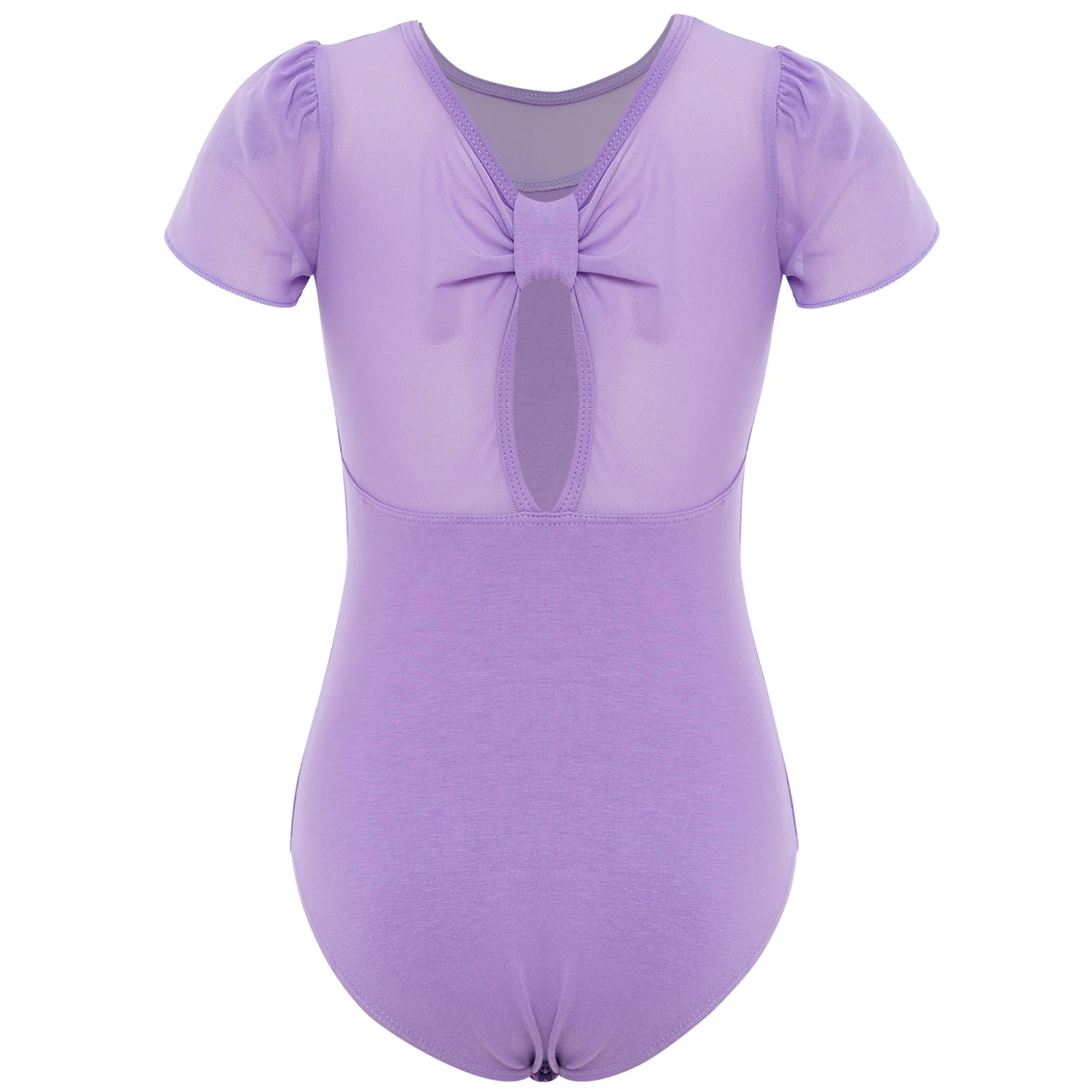 女の子バレエレオタード花びら袖鍵穴バックシアーメッシュ叙情的なダンス練習衣装レクリタル現代ダンスウェア