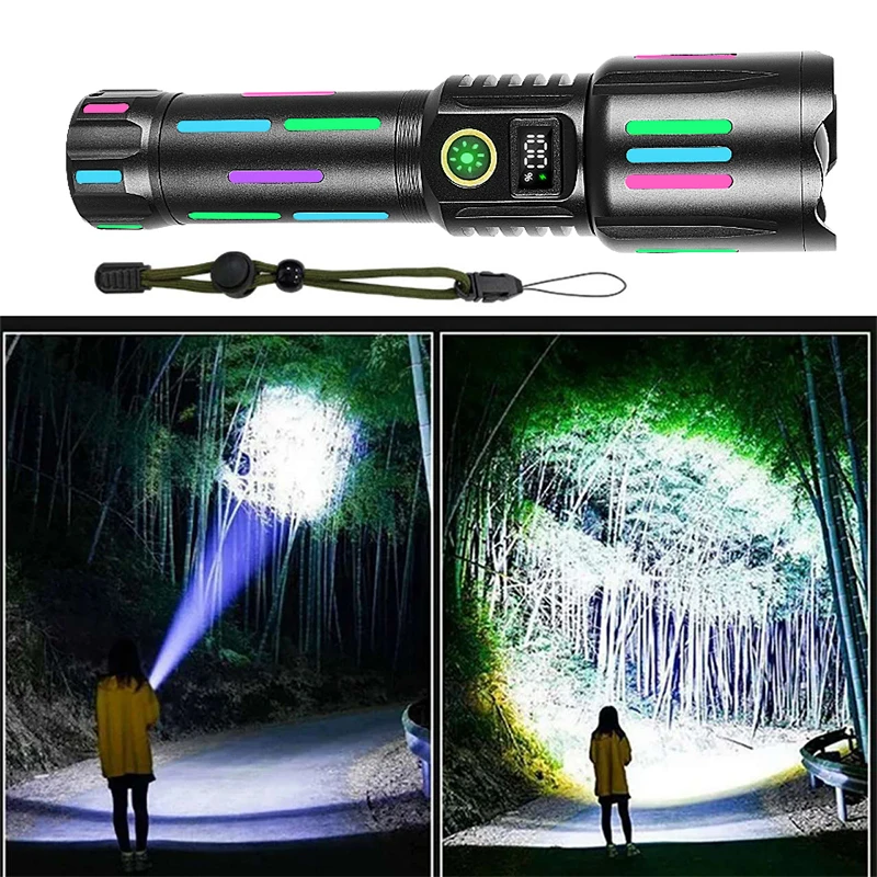 Most Powerful Flashlight 800W High Lumens Rechargeable Led Flashlight Zoom 3000m Long Range Tactical Lamp Ultra Powerful Torch