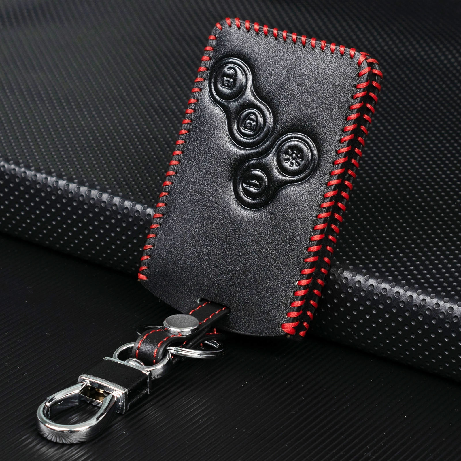 Leather Car Key Cover For Renault Koleos Captur Clio Megane Scenic Laguna Car Case Keychain Key Shell Holder Remote Fob 4 Button
