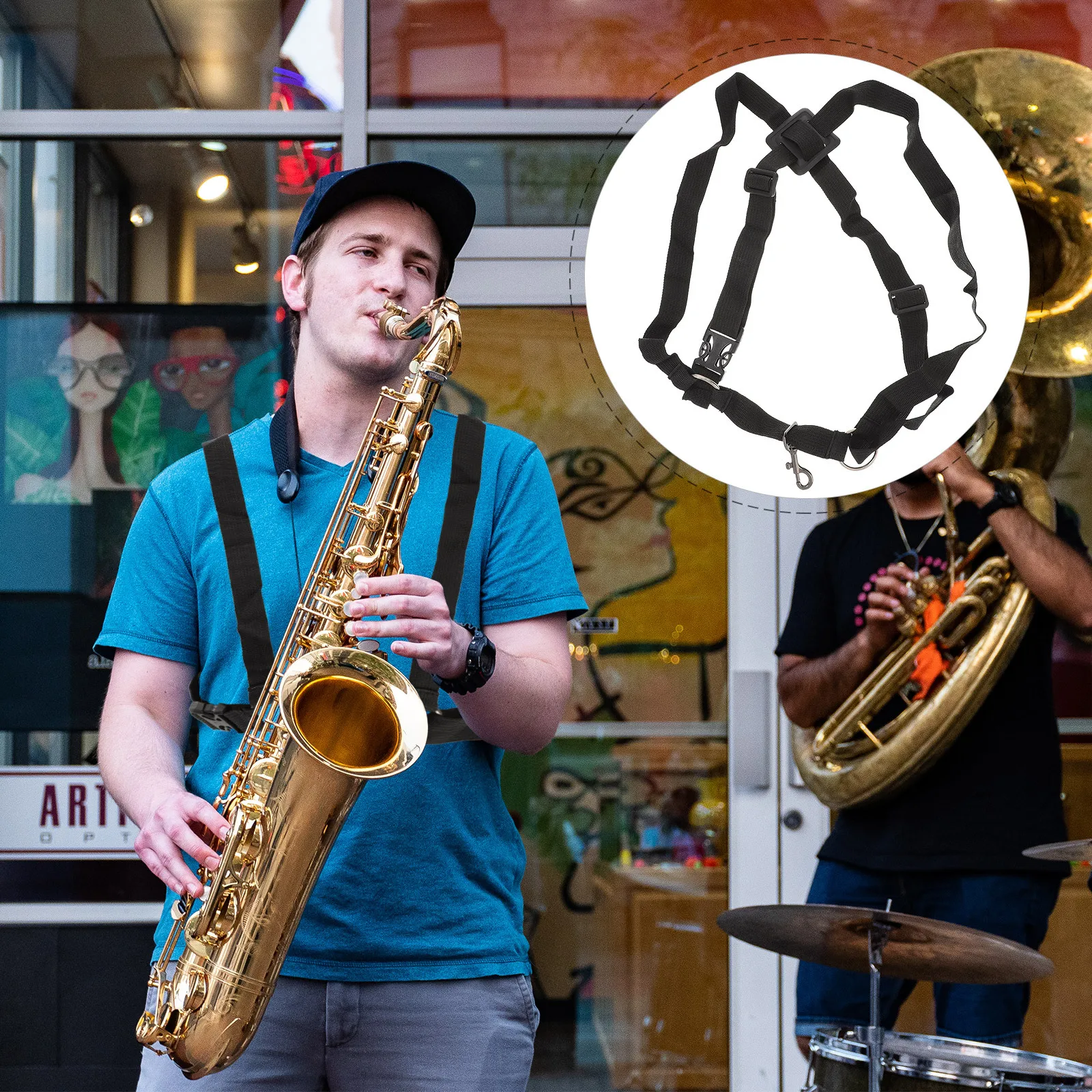 

Harness Strap Adjustable Nylon Shoulder Chest Belt For Kids Adults Saxophone Strap Replacement Accessory