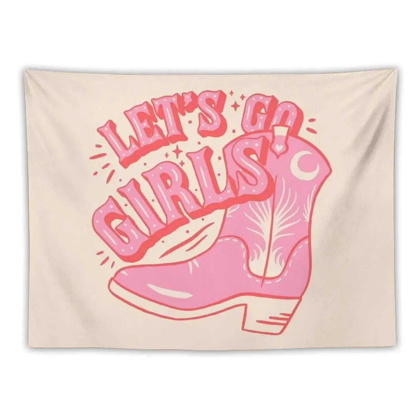 

Let's Go Girls | Pink Cowboy Cowgirl Rodeo Boot Preppy Aesthetic Bachelorette Party | HOWDY Y&a Tapestry