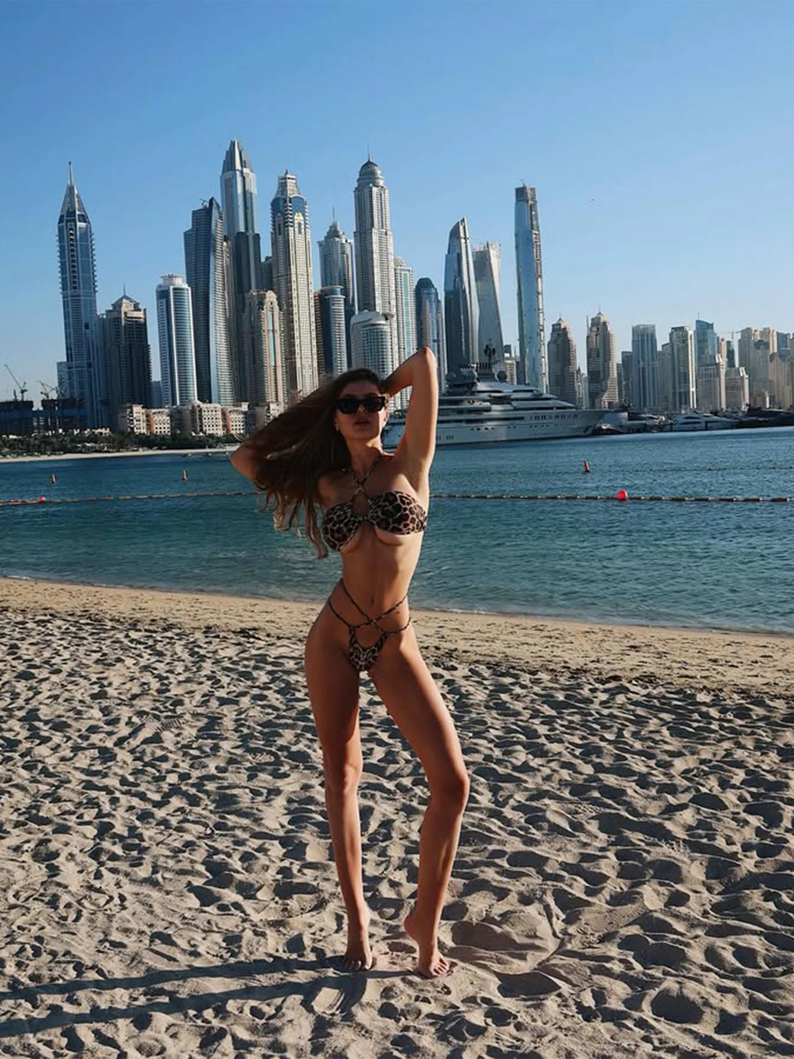 

2025 Sexy Leopard Print Bikini Set Tie-Front Top with Thong Bottom Perfect for Beach Wear and Pool Parties Summer Getaways