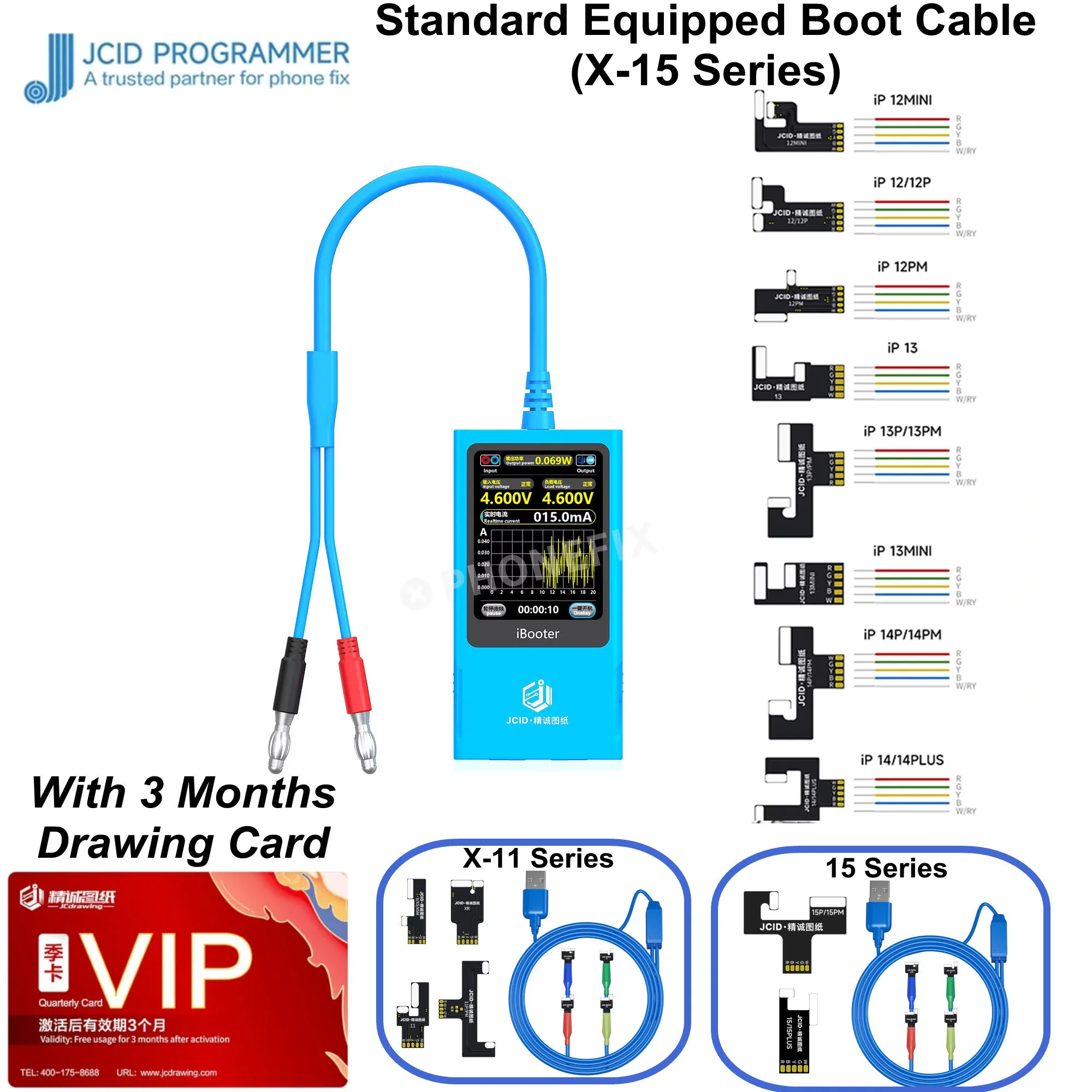 JC iBooter Current Analyzer Precision Fault Date Diagnosis Boot Voltage Real-time Pointer and Digital Display for IOS Android