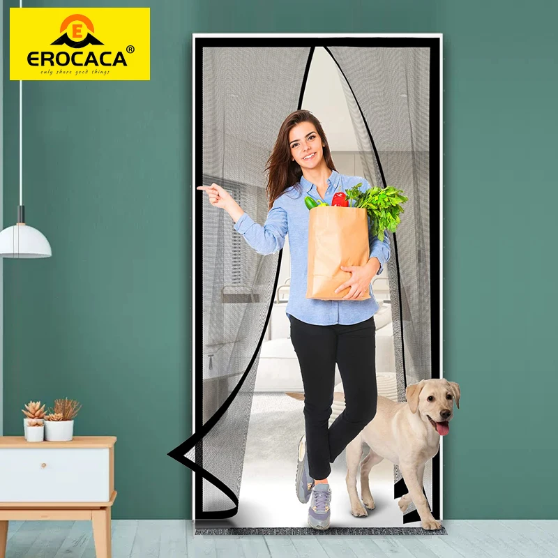 

EROCACA Magnetic Door Screen Mosquito Net Custom Summer Anti insect Mesh Automatic Closing Curtain Applicable to glass doors