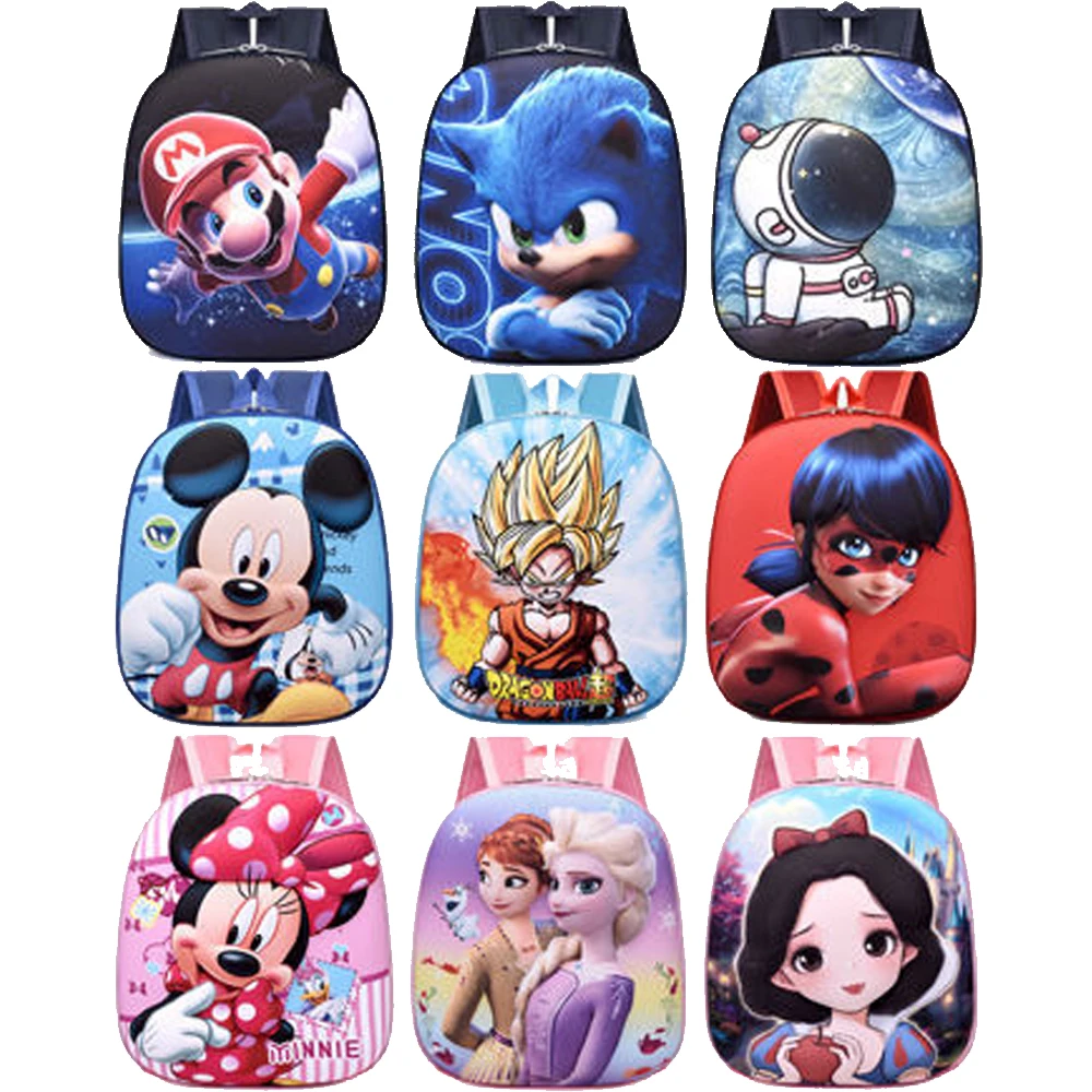 

NEW 3D Hard Shell Backpack Cartoon Anime Character Mario Mickey Frozen Kitty Kindergarten Kid Large Capacity Bag Multiple Choice