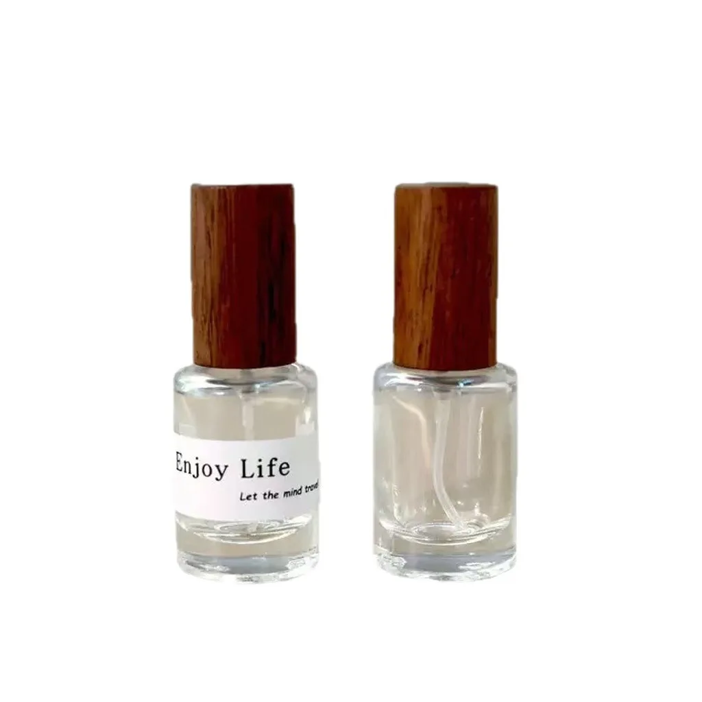 Portable Perfume Bottle Refillable Empty Glass Spray Bottle Natural Wood Cap Spray Bottle Clear Travel Size Sprayer For Business