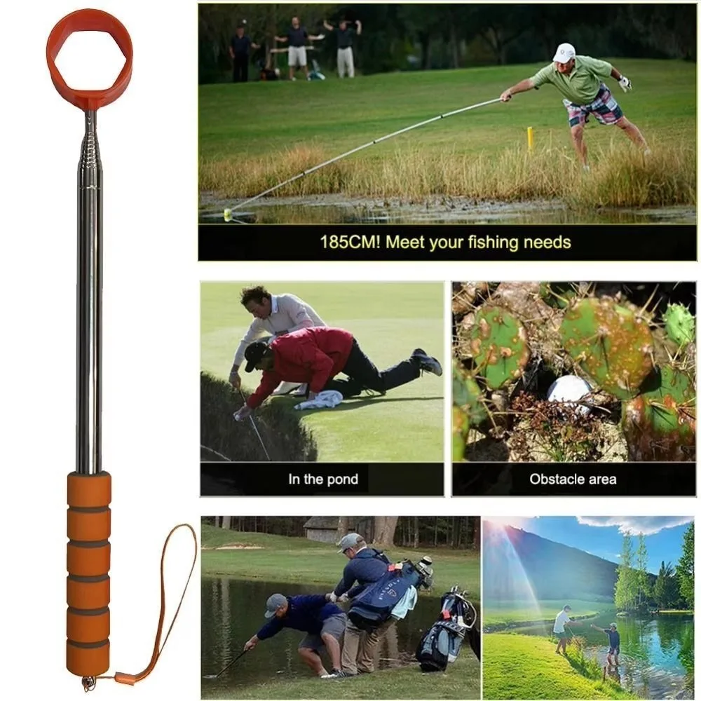 Extendable Telescopic Golf Ball Pick Up Retriever Non-Slip Handle Stainless Golf Ball Retriever Grabber Claw Sucker Tool