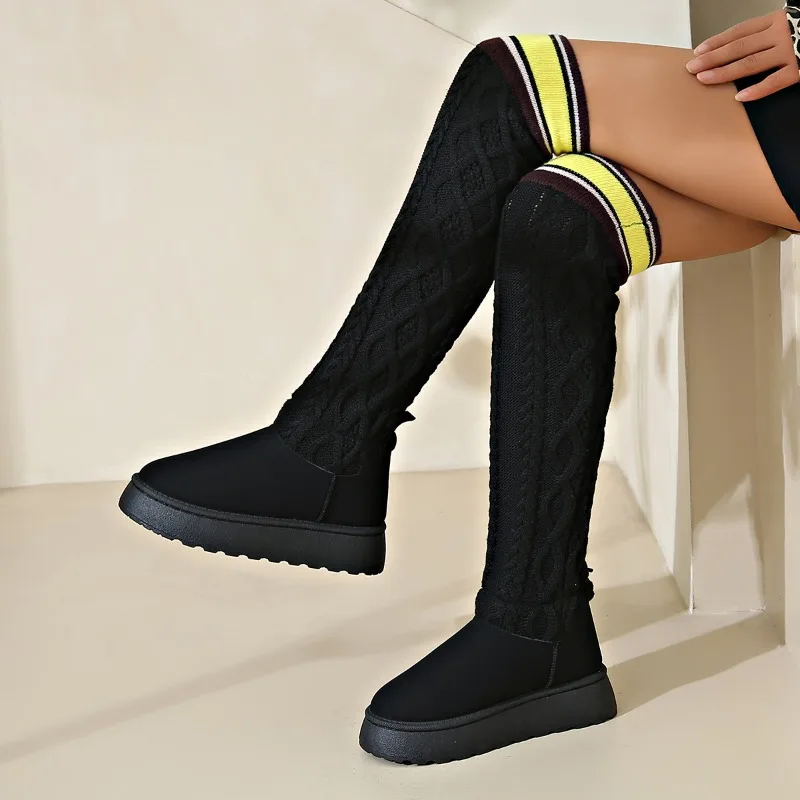 Fashionable Hot-selling One-piece Long Snow Boots 2024 Winter New Women's Thickened Warm Thick-soled Lightweight High-top Shoes