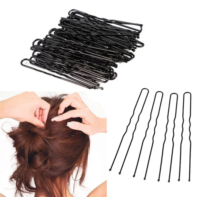 Black Hair Clips U-Shaped Alloy Waved Clips Bobby Invisible Wavy Hairpin Metal Barrette Bridal Hairstyle Tools Hair Accessories