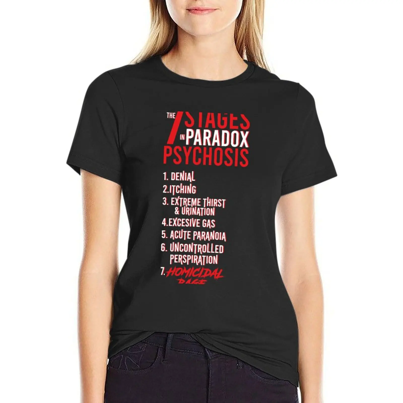 

Футболка UMBRELLA ACADEMY 2 THE 7 STAGES IN PARADOX PSYCHOSIS (ЧЕРНАЯ), летний топ, аниме, винтажные укороченные футболки для женщин