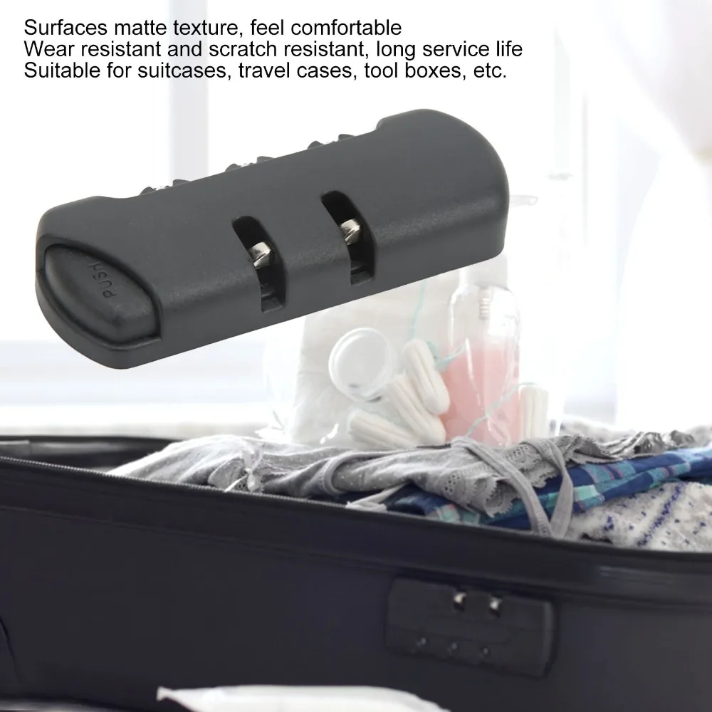 4 Pack 3 Digit Resettable Luggage Combination Lock Black Frosted Texture Travel Suitcase Lock ABS,Zinc Alloy