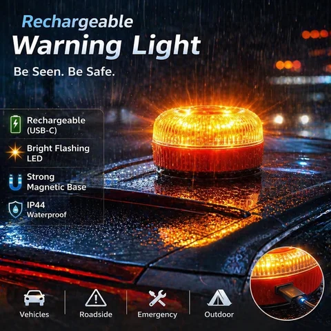 V16 Spain Flashing LED Emergency Light USB Rechargeable Magnetic Induction Auto Strobe Flashing Warning Light Help Flash Safety