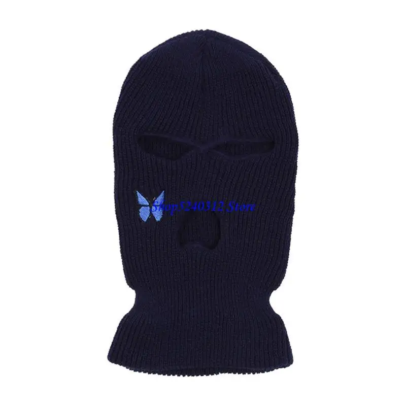 

634C Ski Knitted Warm Full Face Mask Winter Handmade Riding Three-hole Balaclava Hat