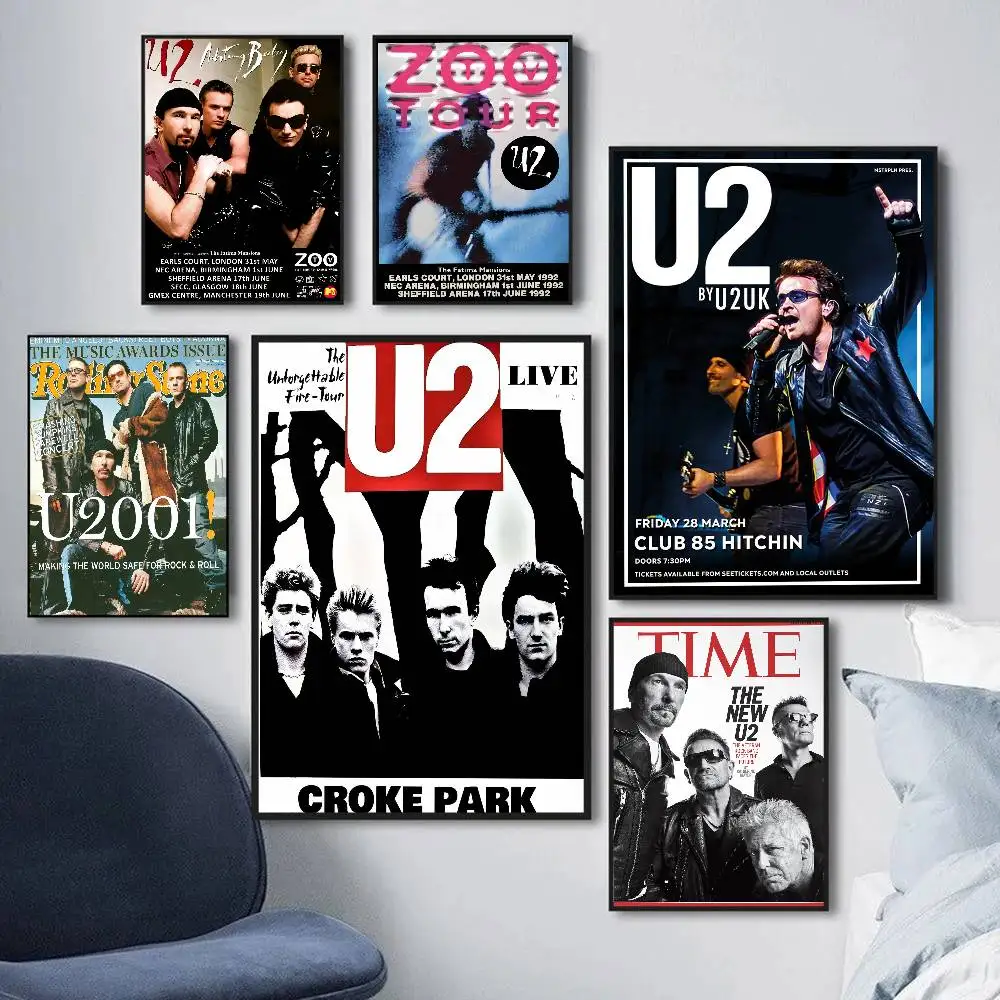 

Rock Band Star U-U2 Anime Posters Sticky Waterproof Paper Sticker Coffee House Bar Kawaii Room Decor