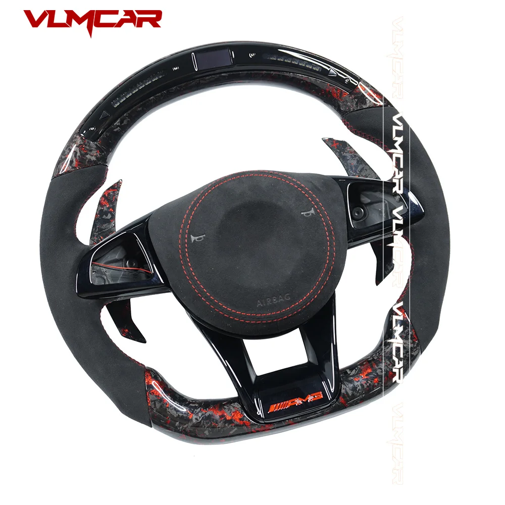 Custom Carbon Fiber LED Steering Wheel for Mercedes Benz W205 W213 E43 E63 C43 C63 AMG