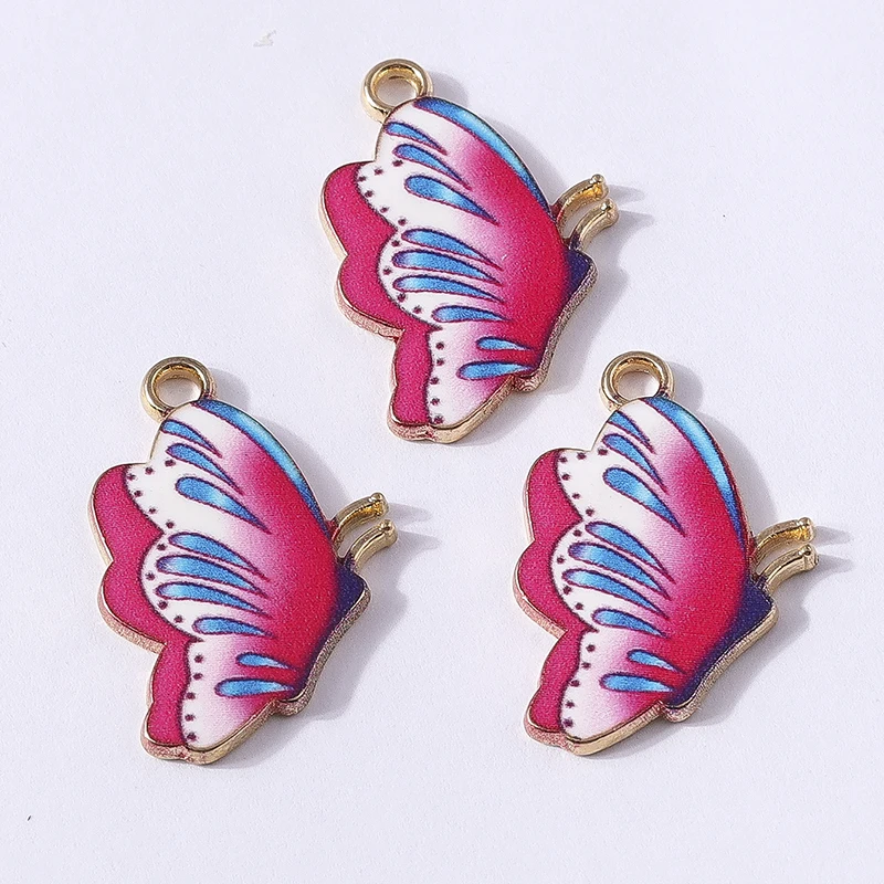 10 Stück 16x34mm Niedliche Bunte Emaille Fliegende Schmetterling-Anhänger für Schmuckherstellung, Halsketten, Ohrringe, DIY-Bastelzubehör – Detail 8
