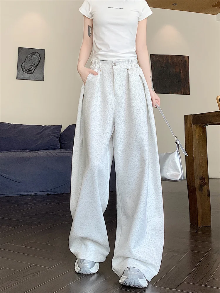 2025 pantalones sueltos de peso pesado con cuchillo de plátano para hombres y mujeres, pantalones de chándal informales plisados adelgazantes americanos drapeados ey, pantalones de chándal juveniles de primavera