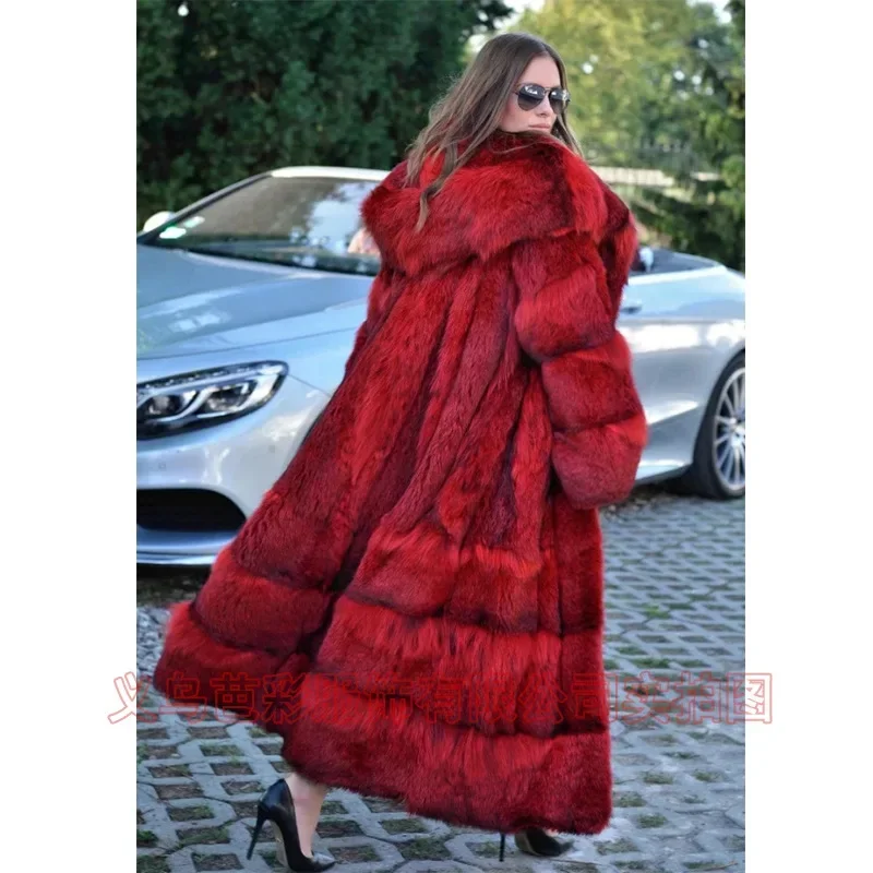 Faux Fur Coat Women X-Long Winter Fashion Warm Open Stitch Wide-waisted Lady legant Large Size Loose Jacket Lugentolo