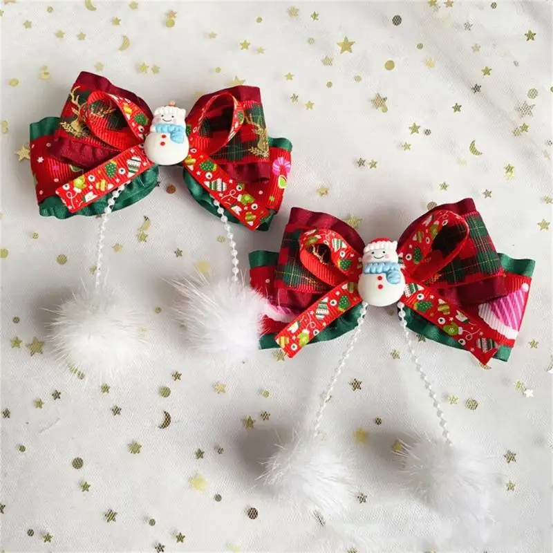 97BE Pretty Handmade Lolitas Hat Christmas Hair Accessory with Holiday Vibes Present