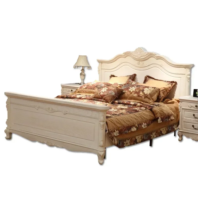 American country solid wood bed European high-end retro carved princess bed 1.8 meters French court wedding bed