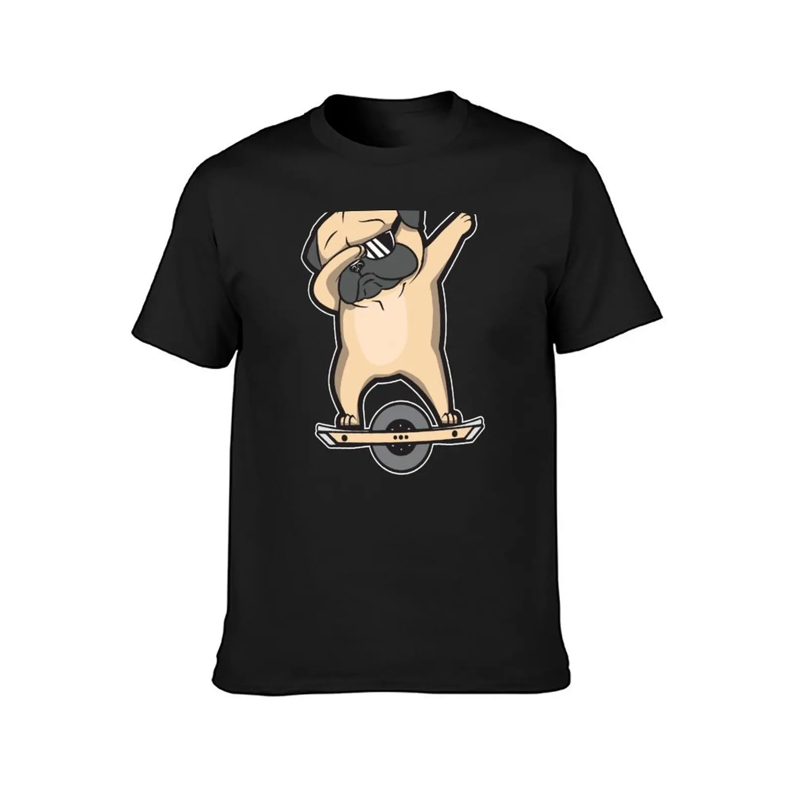 funny pug dog ride a onewheel T-Shirt blacks plain mens funny t shirts