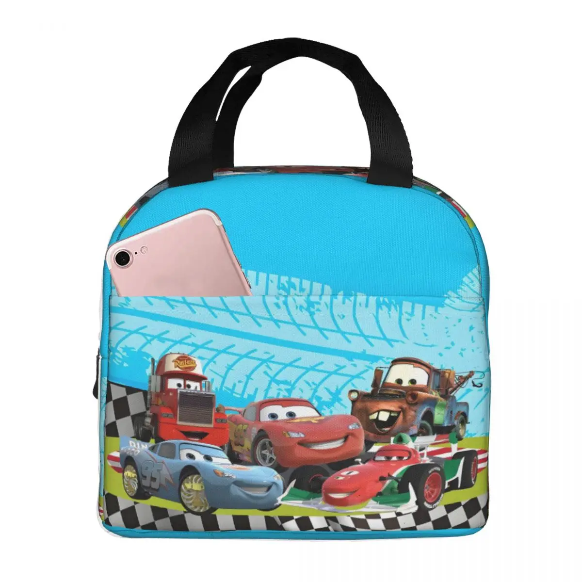 

Custom Lightnings Anime McQueens Insulated Lunch Bag for Women Portable Sport Racing Car Cooler Thermal Lunch Tote Beach Camping
