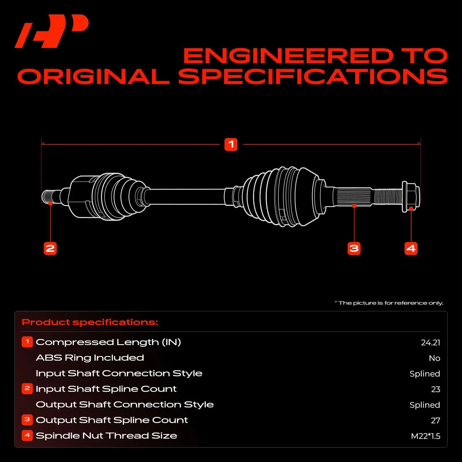 A-Premium Front Passenger Side CV Axle Assembly for Jaguar X-Type 2002-2008 - view 3