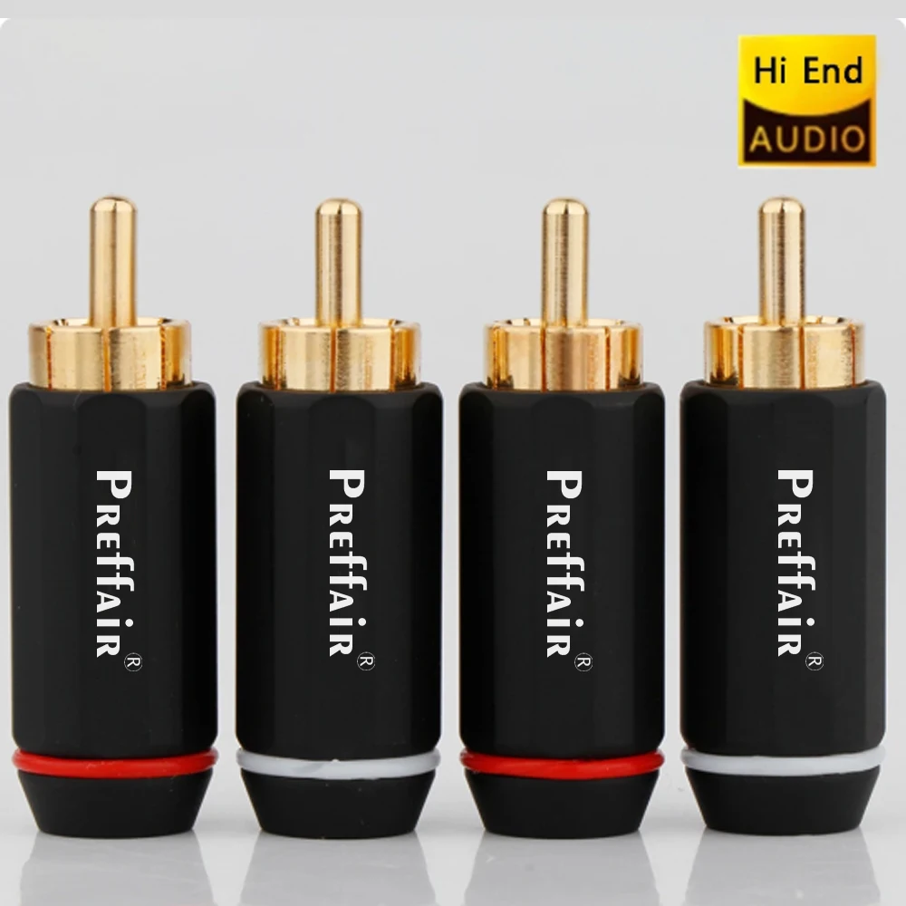 4pcs Central Pin Hi-end Preffair  FP-126(G) Hifi RCA Connector Plug Rhodium/Gold Plated FP-126 (R)