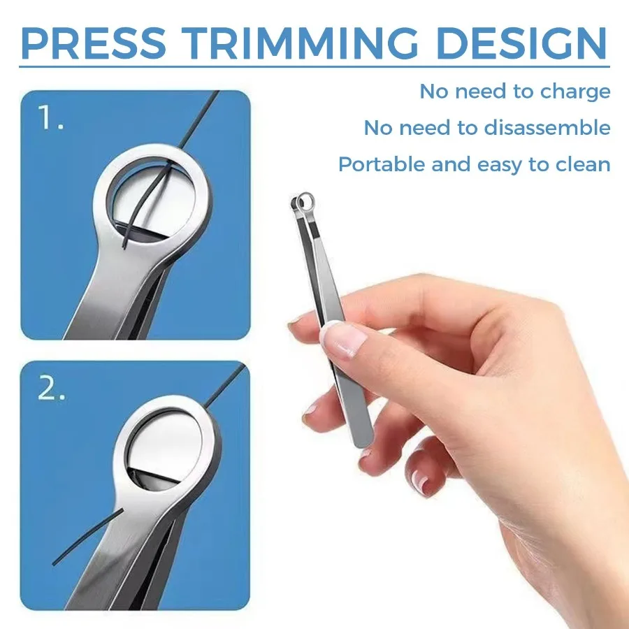 1/2pcs Sanding Precision Nose Hair Trimming Safe and Painless Round Head Loop Portable Press-Type Nose Trimmer Removal Tweezer