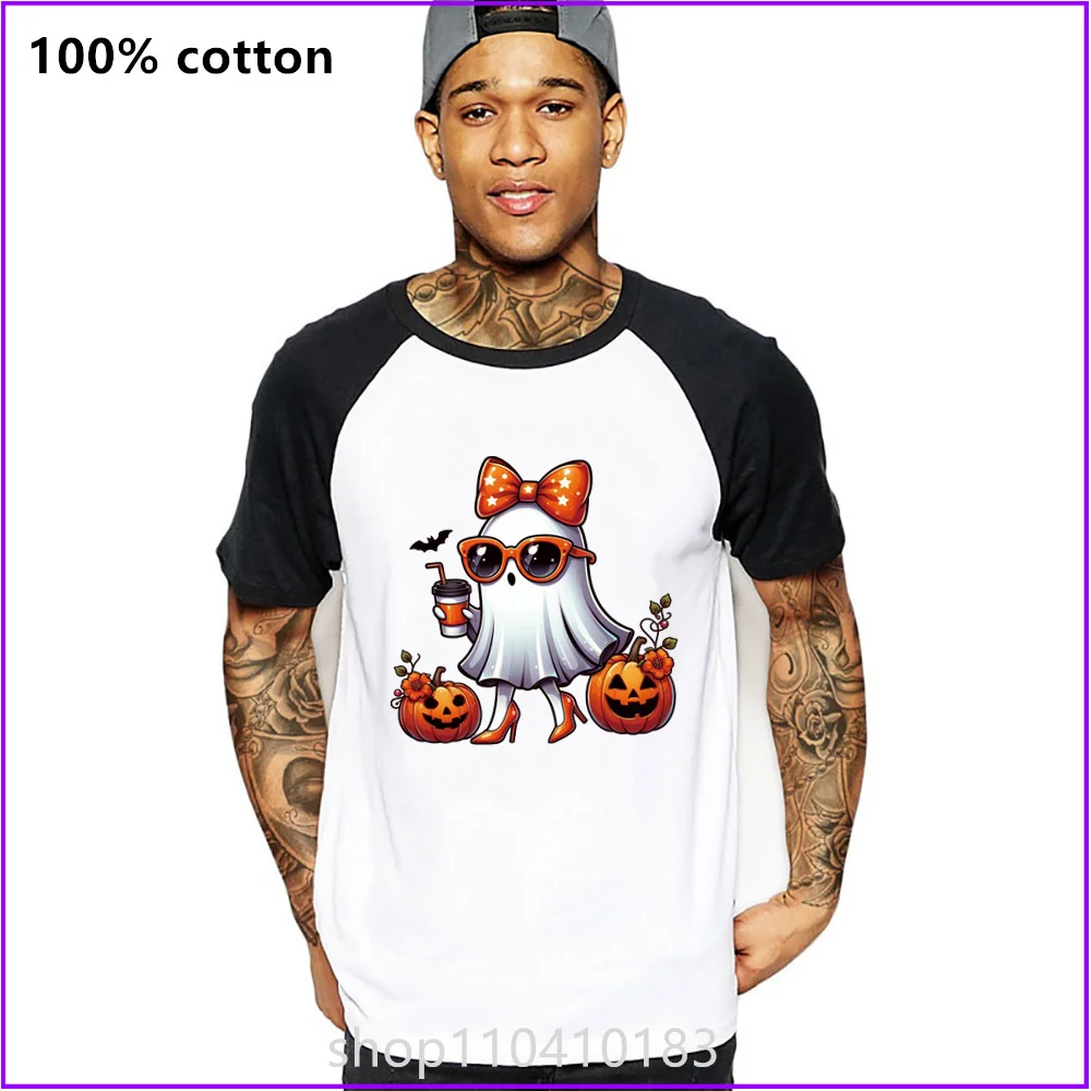 Bat Cute Halloween Ghost Pumpkin Coffee Jack-O-Lantern T Shirts For Men'S Women Tshirt T-Shirt Drop Shoulder High Quality Work C