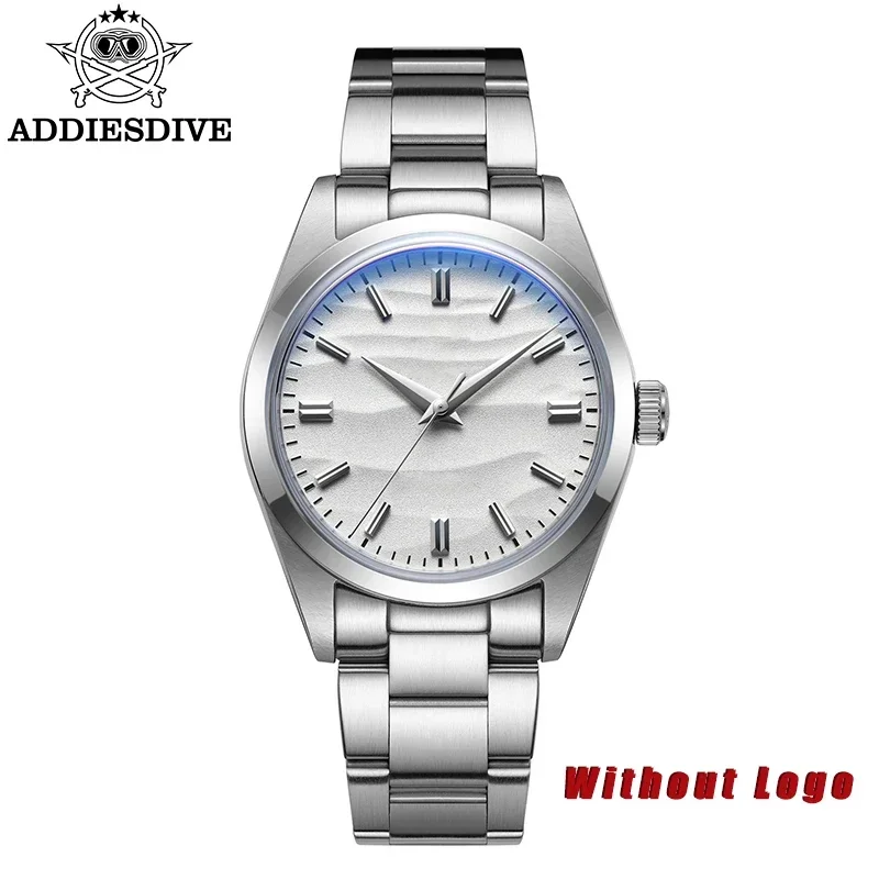 ADDIESDIVE AD2030 Men's Watch  Without Logo 36mm Quartz Watch 100m Waterproof Stainless Steel 3D Dial Domed Glass Watch for Men