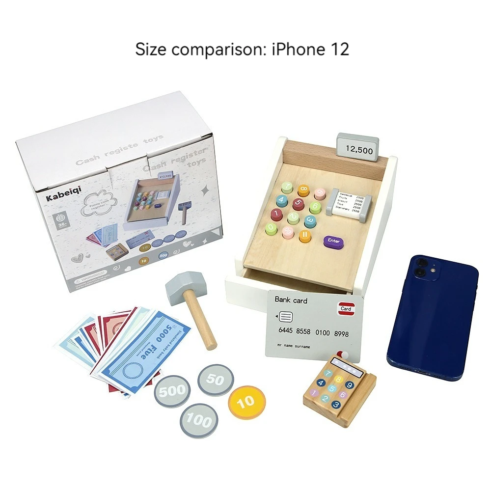 Bambini Simulazione in legno Supermercato Banco cassa Giocattolo Registratore di cassa Giochi di ruolo Giocattoli da cucina Ragazze Giochi di finzione Giocattoli ﻿