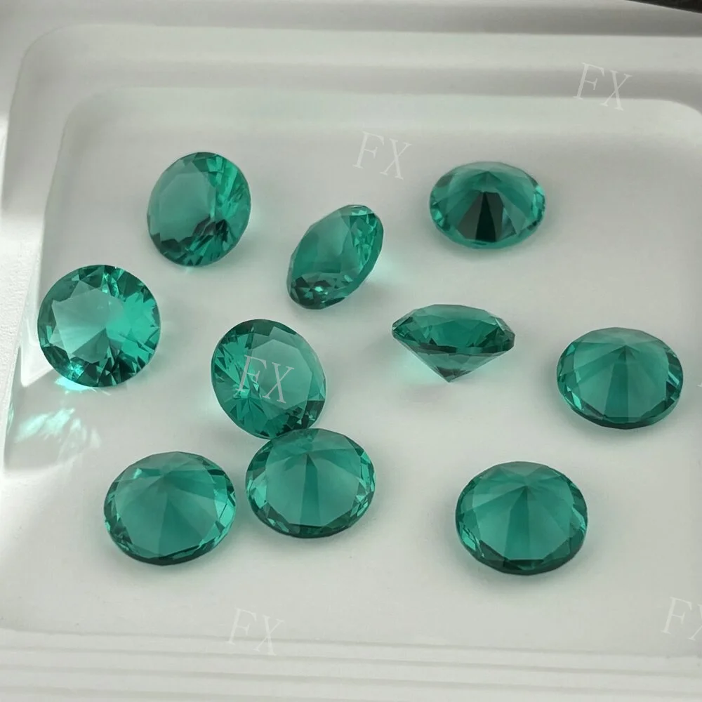 

Round Glass Bead 10~50pcs/lot 1.0~12mm OG25 Green Loose Brilliant Cut Glass Synthetic Gems Stone For Jewelry
