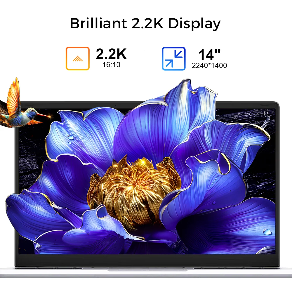 Ninkear S14 Laptop 14 Inch 2.2K AMD Ryzen 5 6600H 6-Core, 16GB DDR5 RAM, 1TB SSD, WiFi 6, Bluetooth 5.3, 60Wh Battery, 65W Type-C Charging, Backlit Keyboard