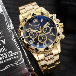 Uomo nuovo marchio di lusso Casual Sport cronografo orologio da uomo cinturino in acciaio inossidabile orologio da polso quadrante grande orologio al quarzo Reloj Hombre