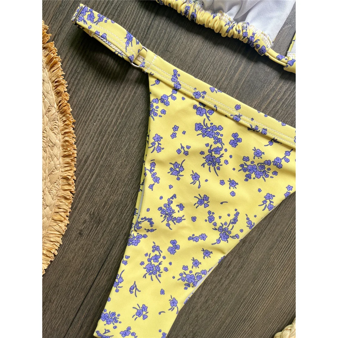 2026 Blumenmuster Neckholder-Bikini Damen-Badeanzug Zweiteiliger Bikini-Set mit Polsterung Badebekleidung Badeanzug V8470 – Detail 7