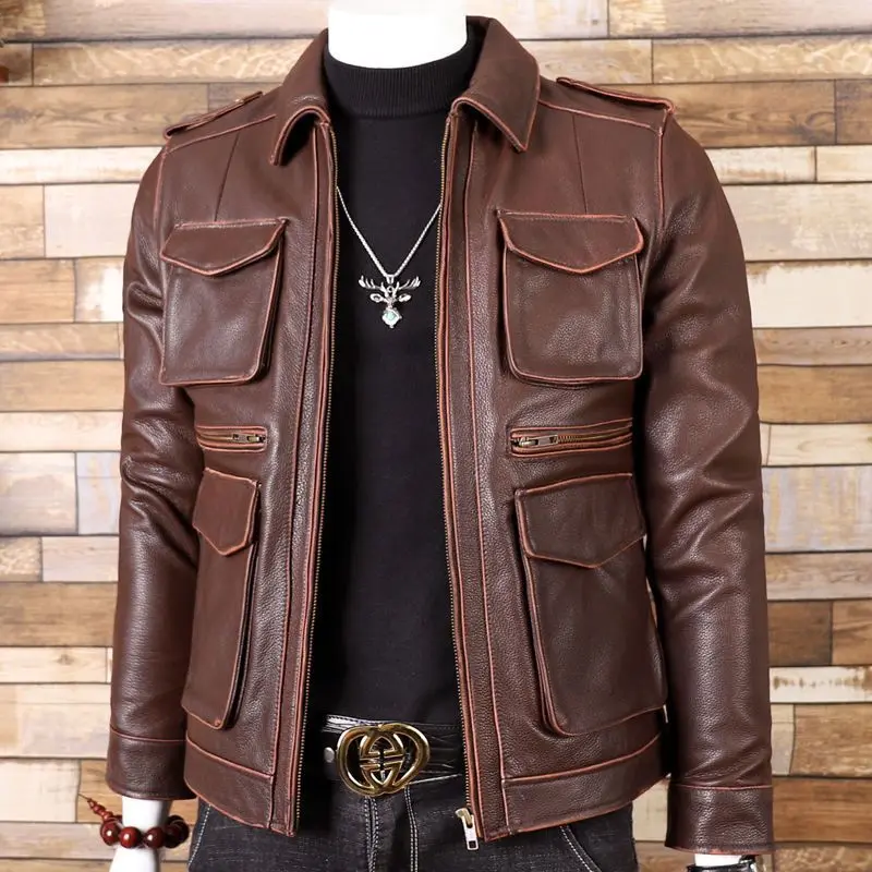 Mens Autumn Long Warm Leather Jacket Coat Men Winter Casual England Style Vintage Fashion Leather Jacket Plus 5XL men clothing