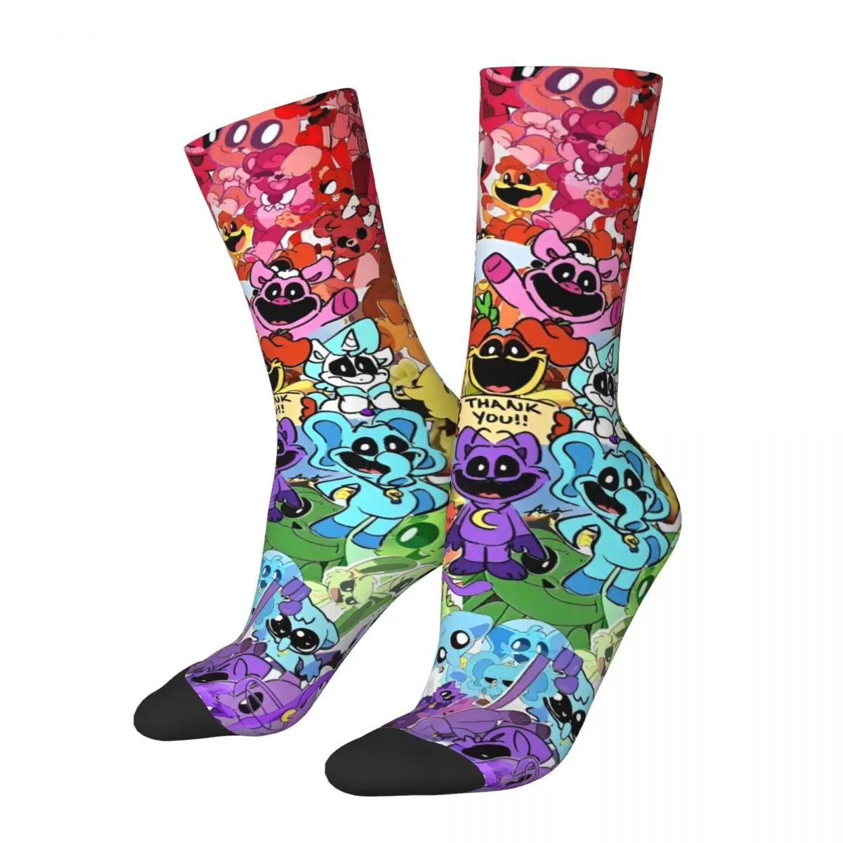 Smiling Catnap Socks Autumn Critters Funny Cartoon Stockings Novelty Men Soft Socks Pattern Cycling Anti Skid Socks